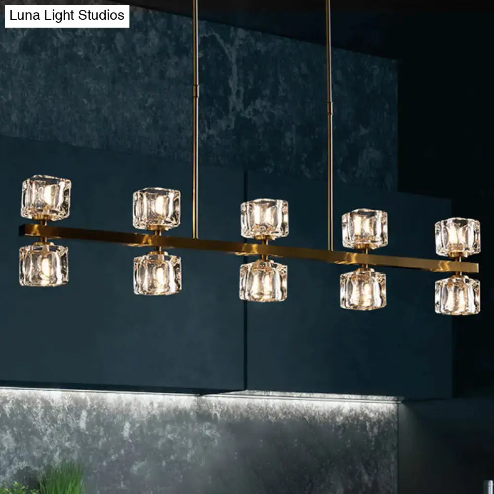 Modern brass and crystal pendant light dining room island lamp