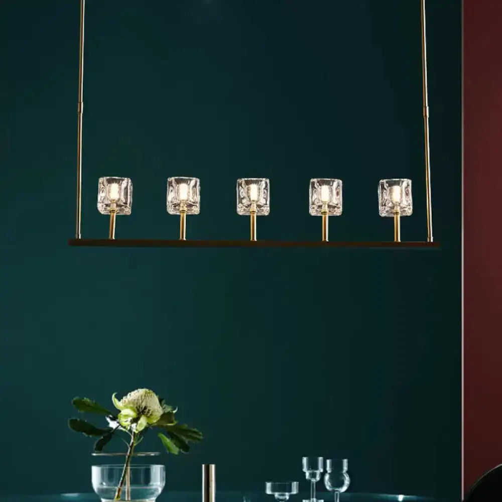 Modern brass and crystal pendant light dining room island lamp