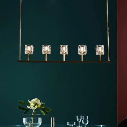 Modern brass and crystal pendant light dining room island lamp