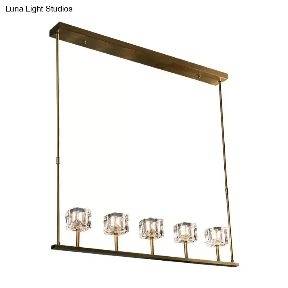 Modern brass and crystal pendant light dining room island lamp
