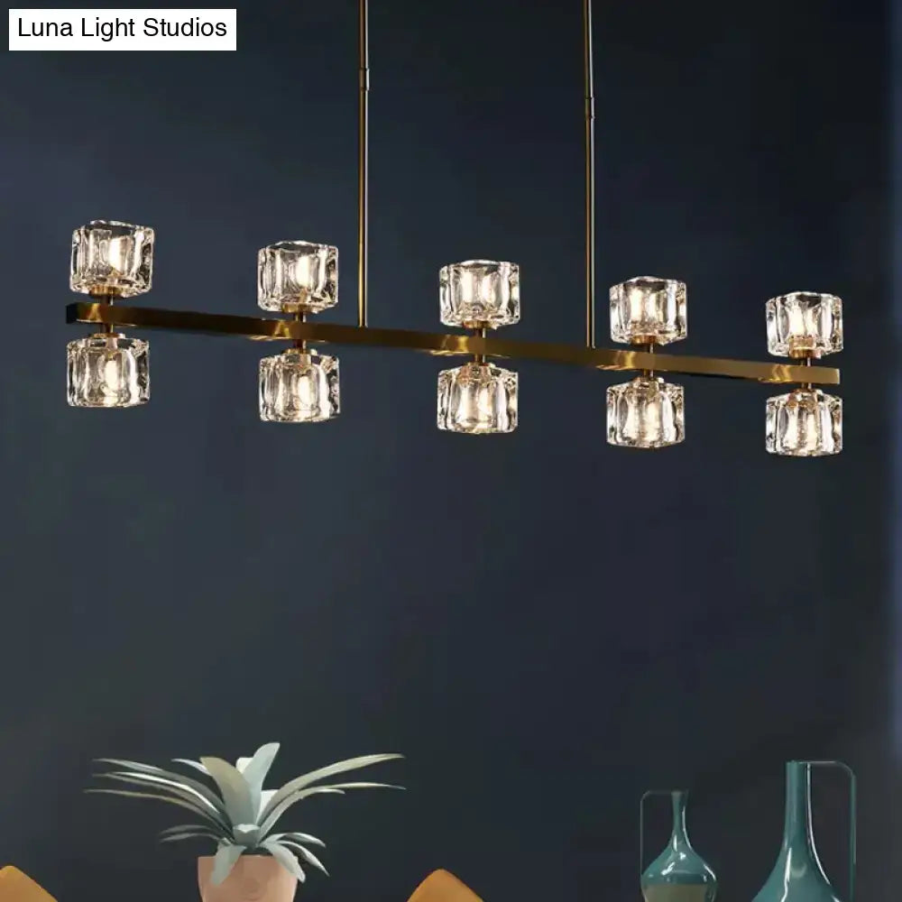 Modern brass and crystal pendant light dining room island lamp
