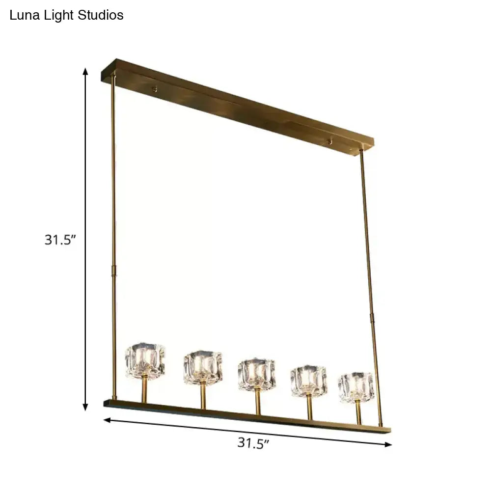 Modern brass and crystal pendant light dining room island lamp