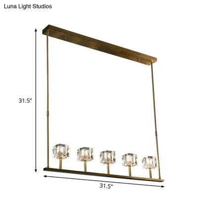 Modern brass and crystal pendant light dining room island lamp