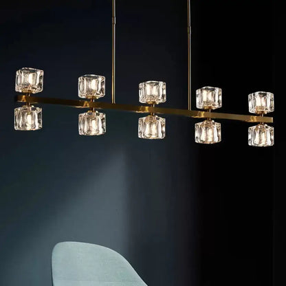 Modern brass and crystal pendant light dining room island lamp