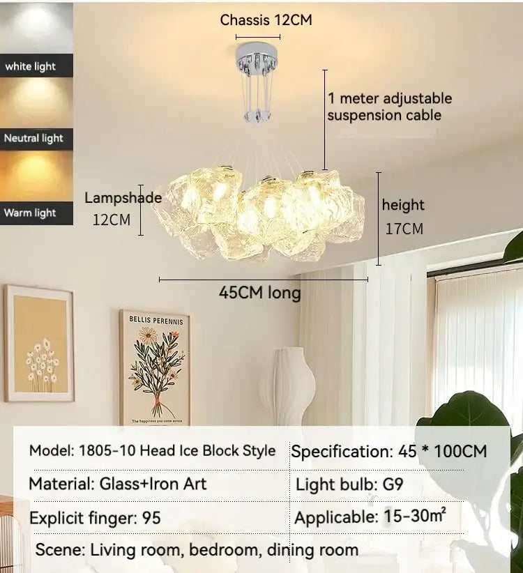 iced crystal chandeliers cloud led living room light