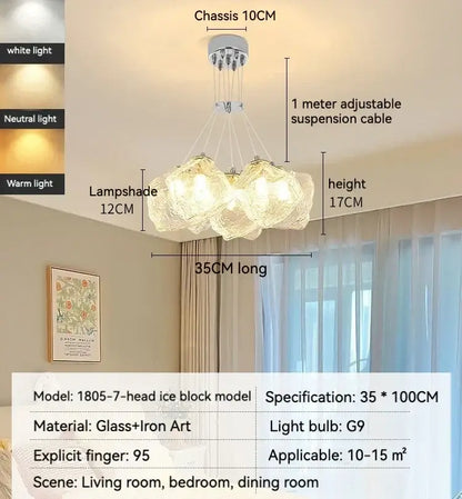iced crystal chandeliers cloud led living room light