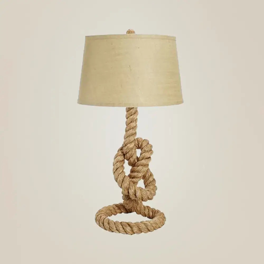 Nautical rope base table lamp with white shade for living room