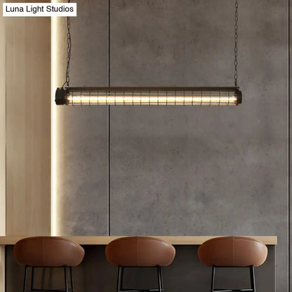 Industrial black tubular cage pendant light for dining room ceiling