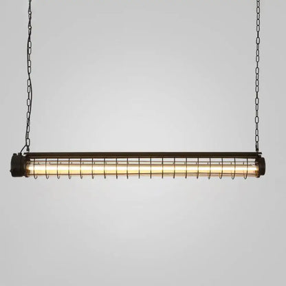 Industrial black tubular cage pendant light for dining room ceiling