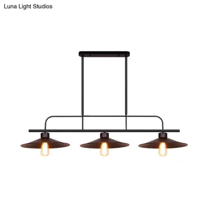Industrial black finish flared 3 light pendant – dining room lamp
