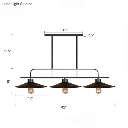 Industrial black finish flared 3 light pendant – dining room lamp
