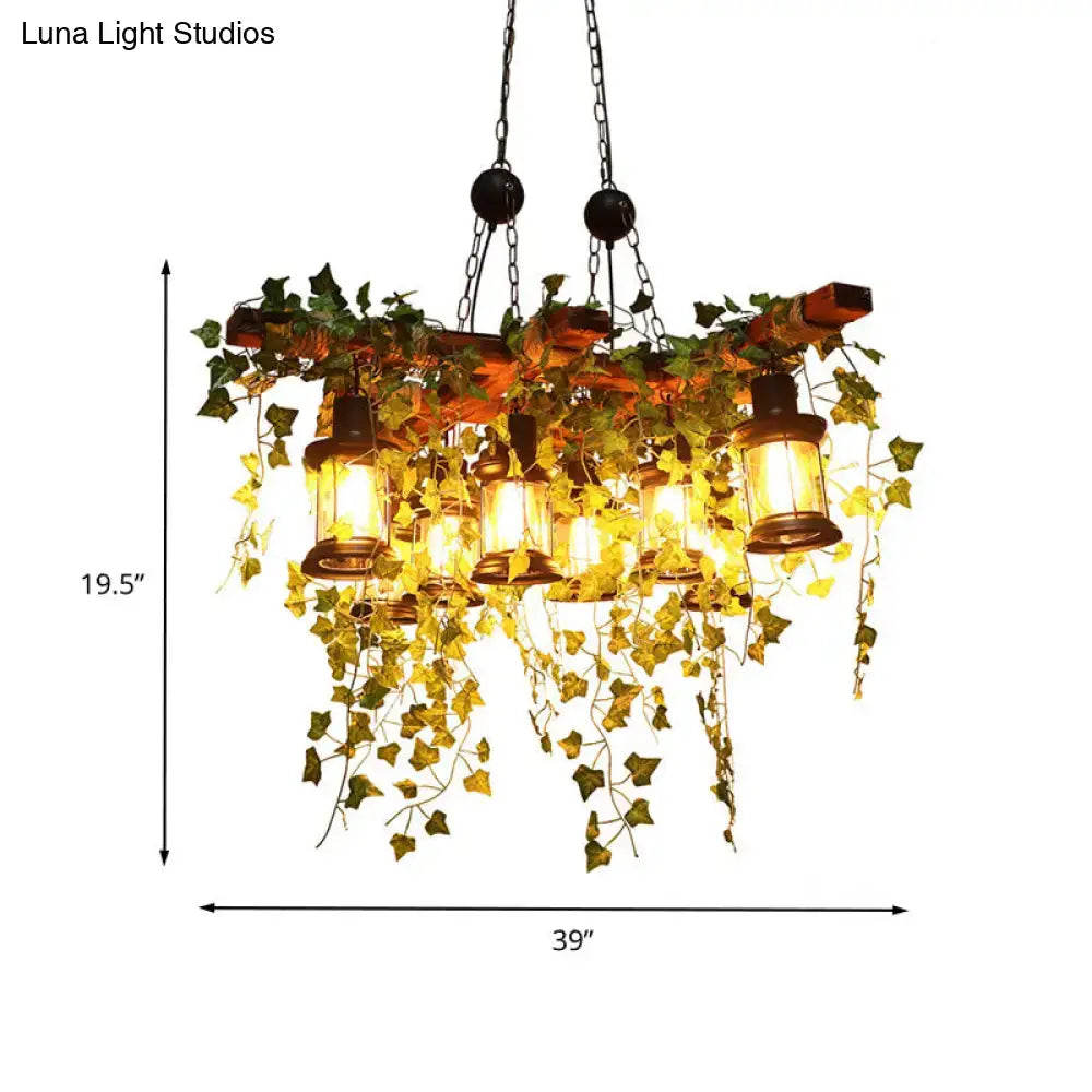 Industrial black metal lantern island light kitchen plant chandelier
