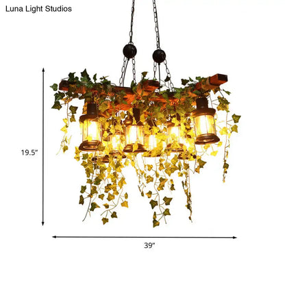 Industrial black metal lantern island light kitchen plant chandelier
