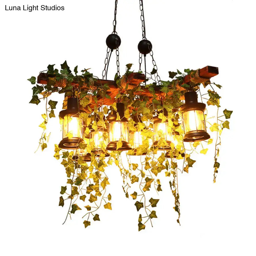 Industrial black metal lantern island light kitchen plant chandelier