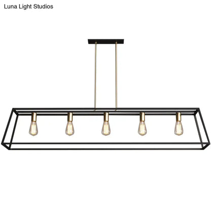 Industrial black trapezoid island light for dining room ceiling