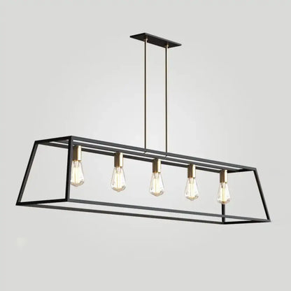 Industrial black trapezoid island light for dining room ceiling
