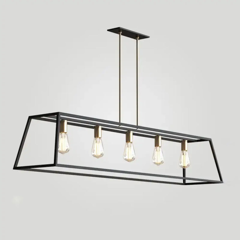 Industrial black trapezoid island light for dining room ceiling