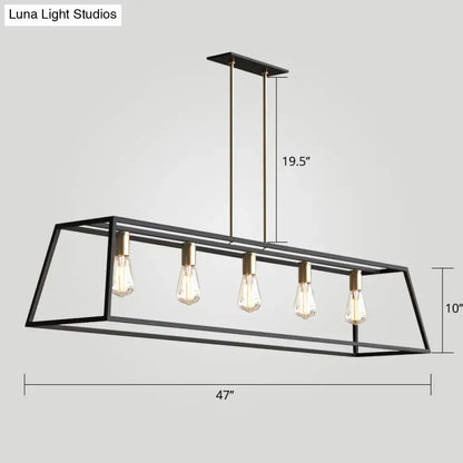 Industrial black trapezoid island light for dining room ceiling