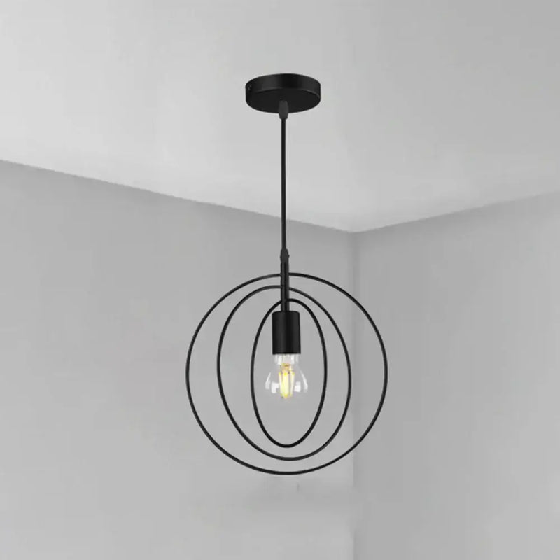 industrial chandelier black circular ring living room light