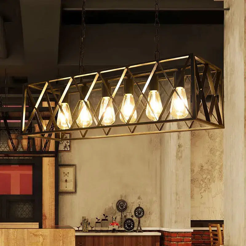 industrial chandelier black lattice dining room pendant light