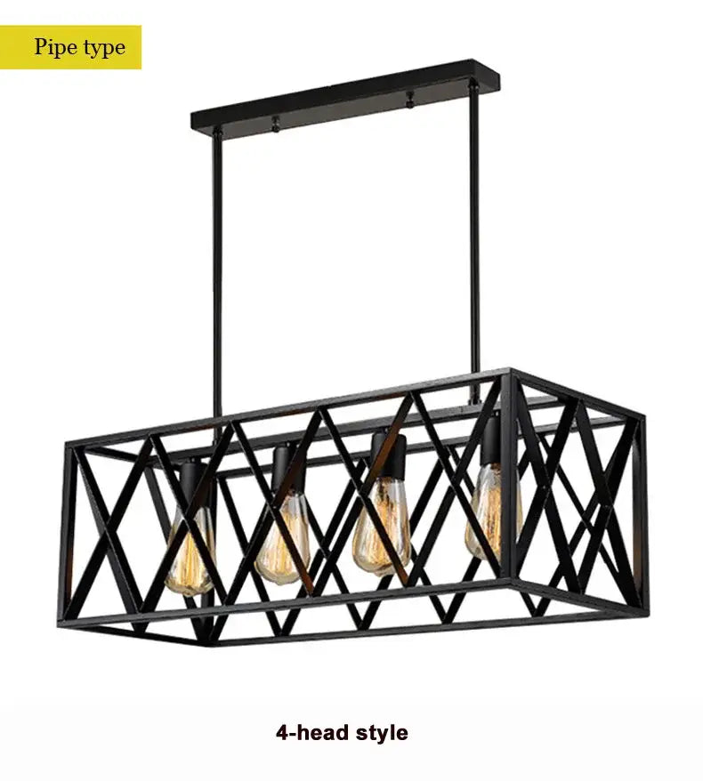 industrial chandelier black lattice dining room pendant light