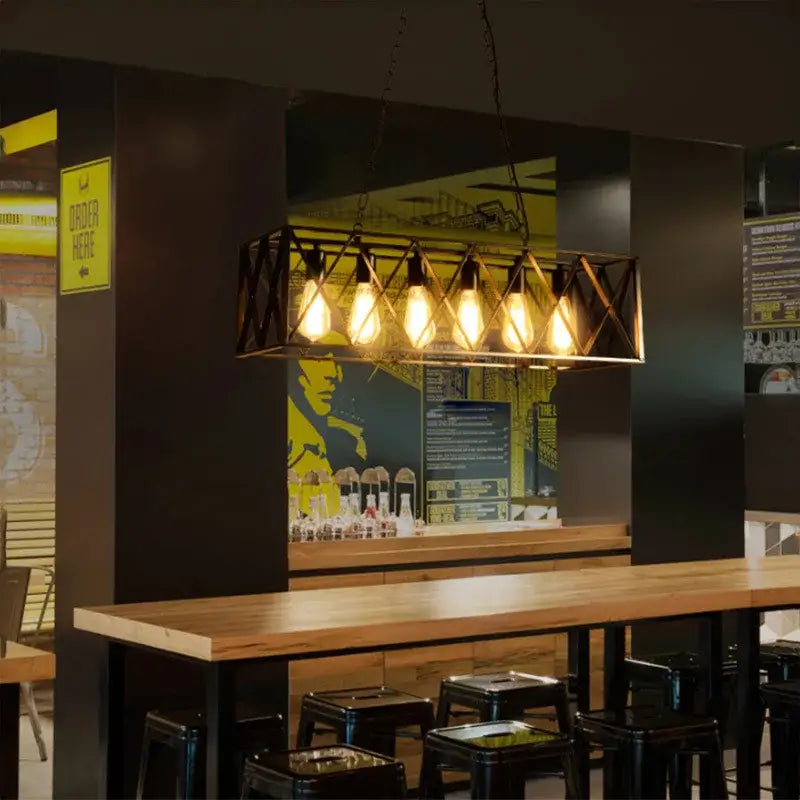 industrial chandelier black lattice dining room pendant light