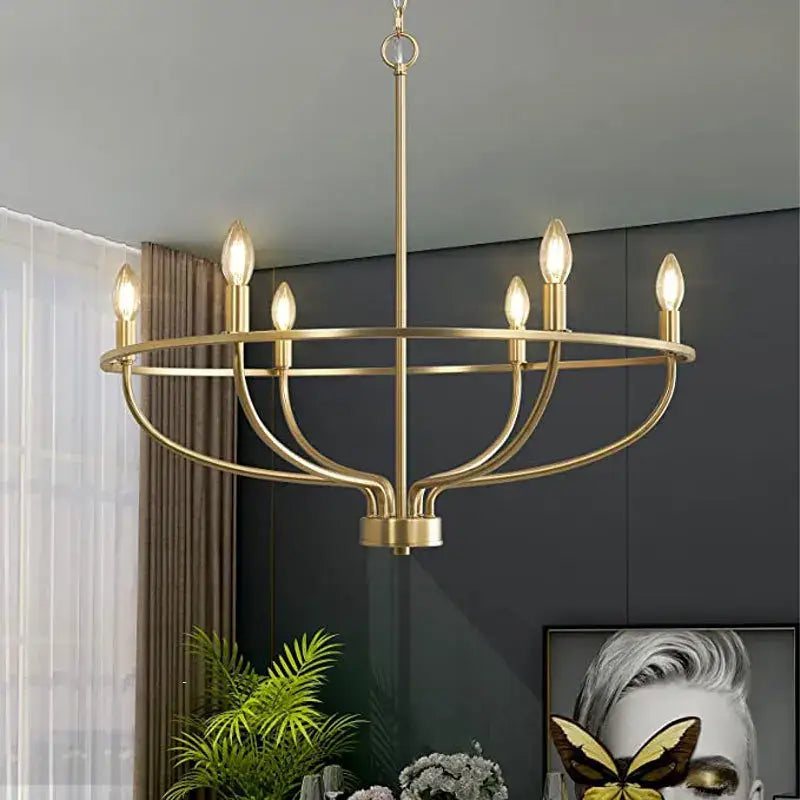 industrial chandelier light black iron 6 bulb living room