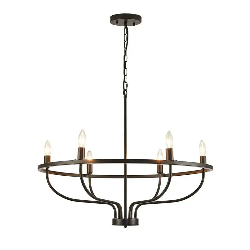 industrial chandelier light black iron 6 bulb living room