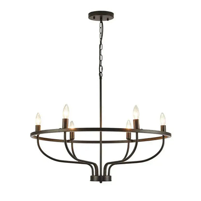 industrial chandelier light black iron 6 bulb living room