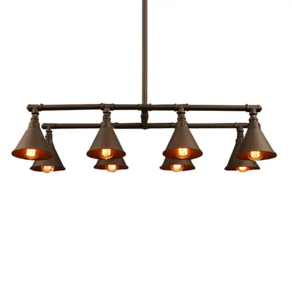 Industrial conical black & rust pendant light – wine bar living room