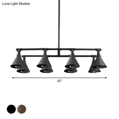 Industrial conical black & rust pendant light – wine bar living room