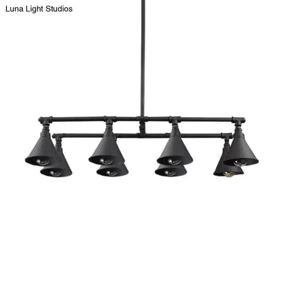 Industrial conical black & rust pendant light – wine bar living room