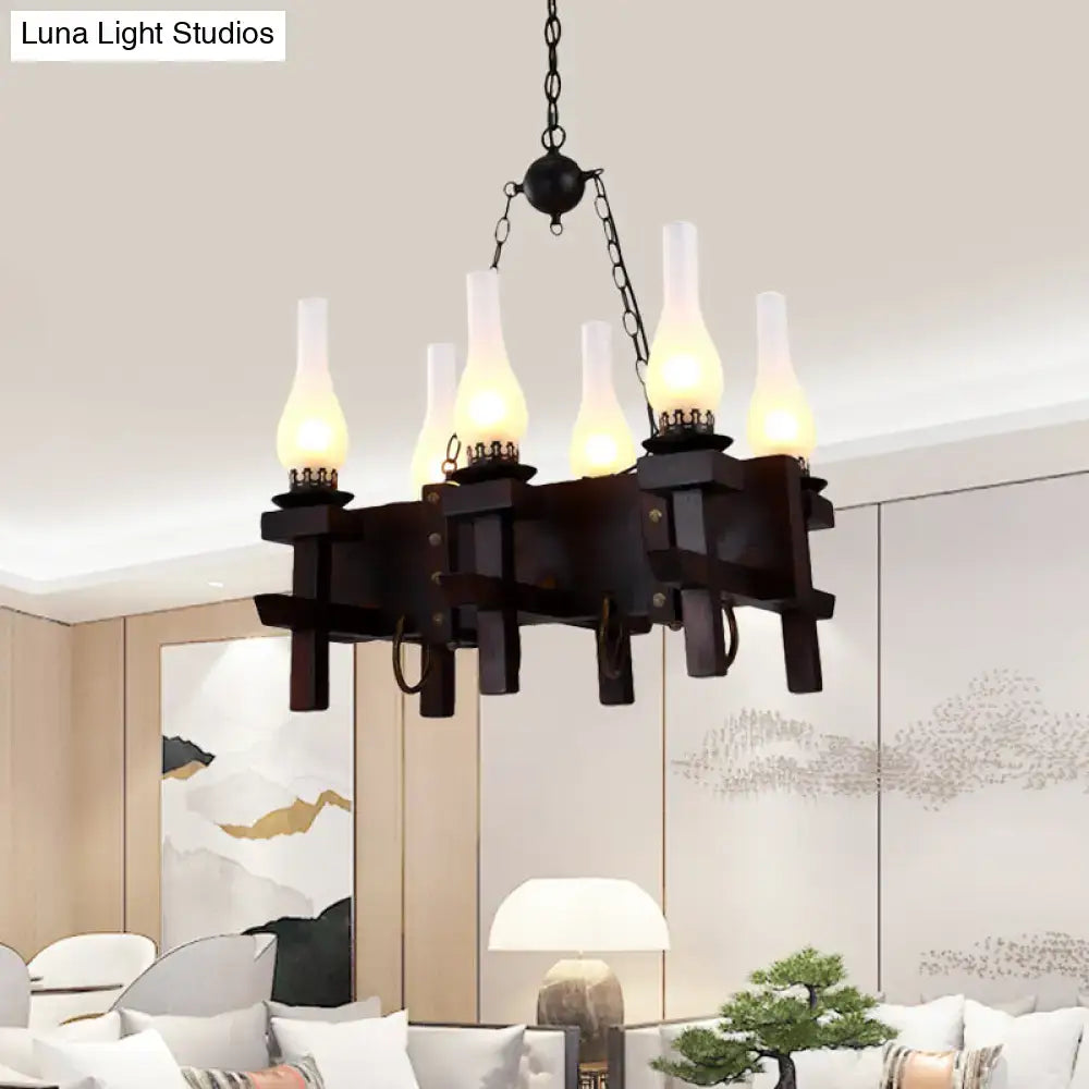 Industrial black frosted glass chandelier – dining room 110v-120v light