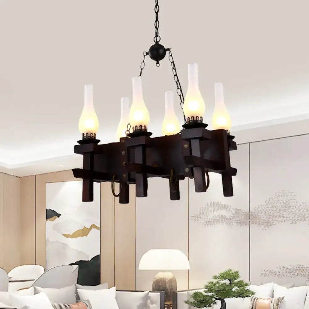 Industrial black frosted glass chandelier – dining room 110v-120v light