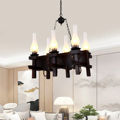 Industrial black frosted glass chandelier – dining room 110v-120v light