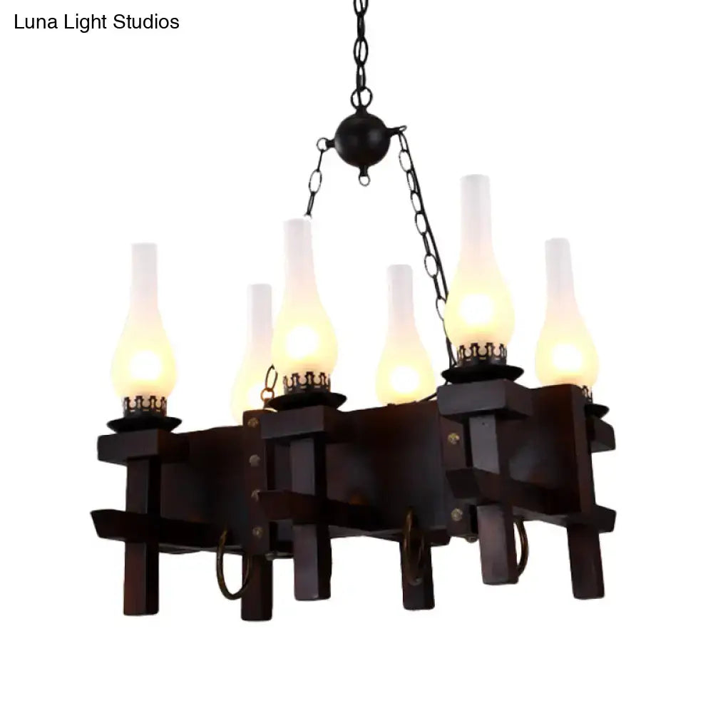 Industrial black frosted glass chandelier – dining room 110v-120v light
