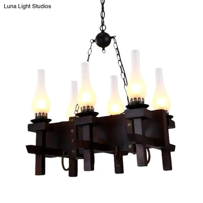 Industrial black frosted glass chandelier – dining room 110v-120v light