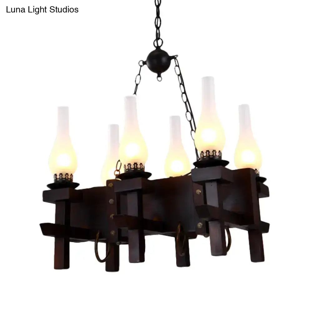 Industrial black frosted glass chandelier – dining room 110v-120v light