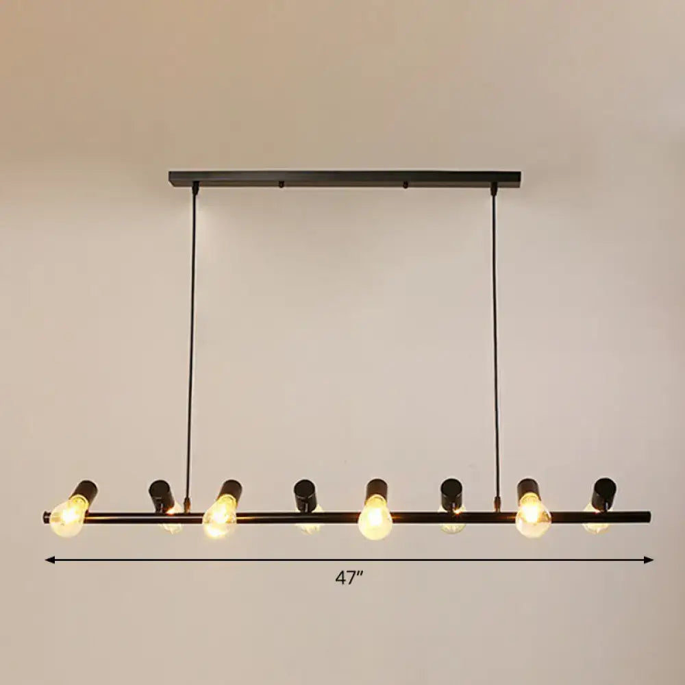 Industrial black metal 5 light naked bulb pendant – dining room ceiling light