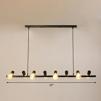 Industrial black metal 5 light naked bulb pendant – dining room ceiling light