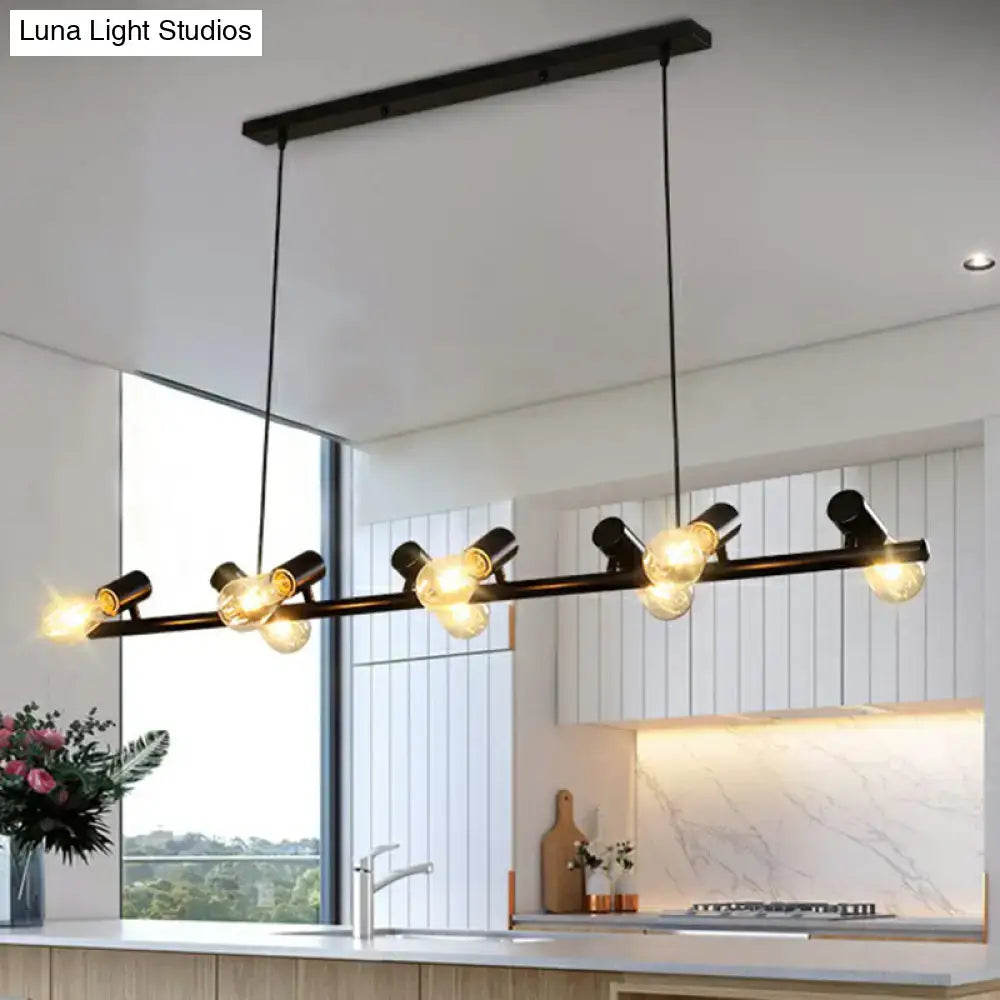 Industrial black metal 5 light naked bulb pendant – dining room ceiling light