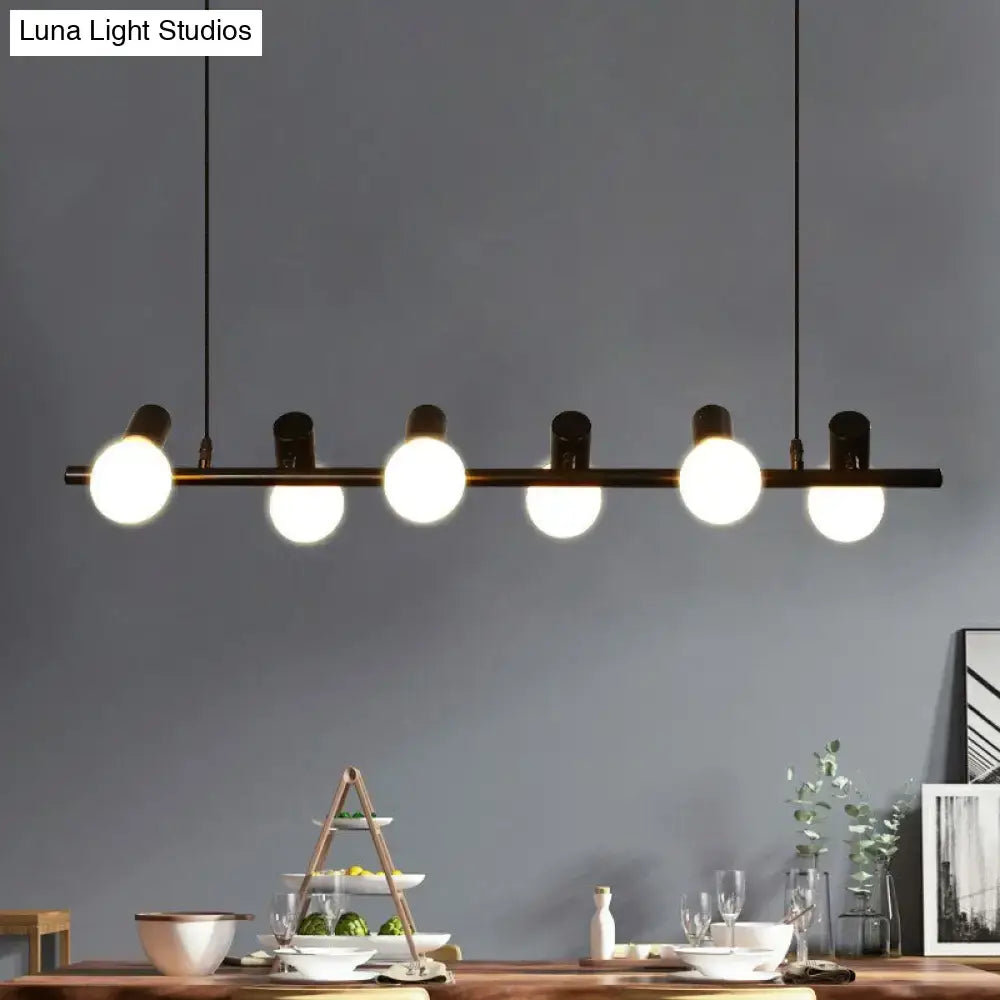 Industrial black metal 5 light naked bulb pendant – dining room ceiling light