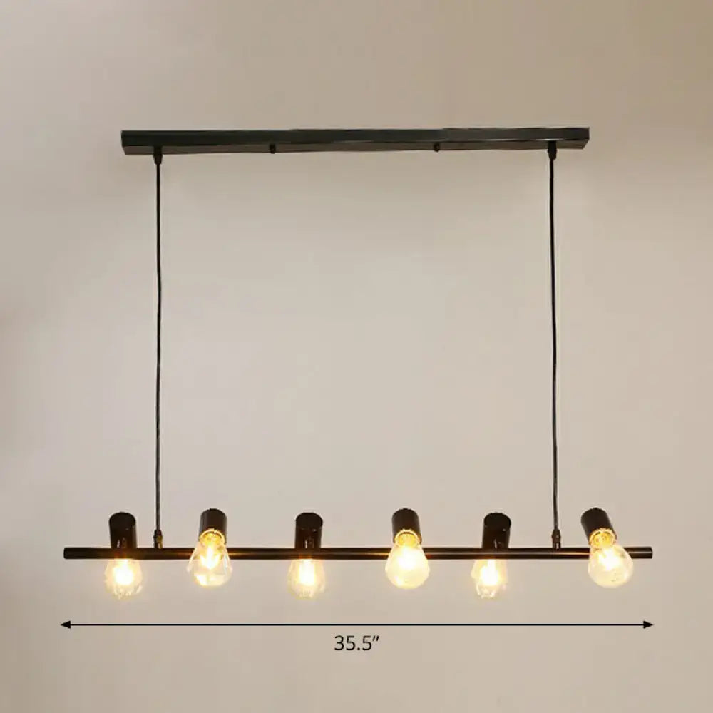 Industrial black metal 5 light naked bulb pendant – dining room ceiling light