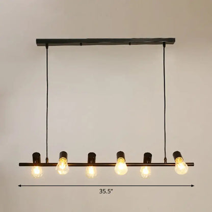 Industrial black metal 5 light naked bulb pendant – dining room ceiling light