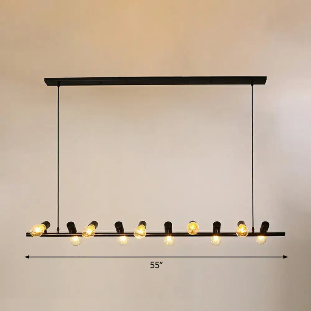 Industrial black metal 5 light naked bulb pendant – dining room ceiling light