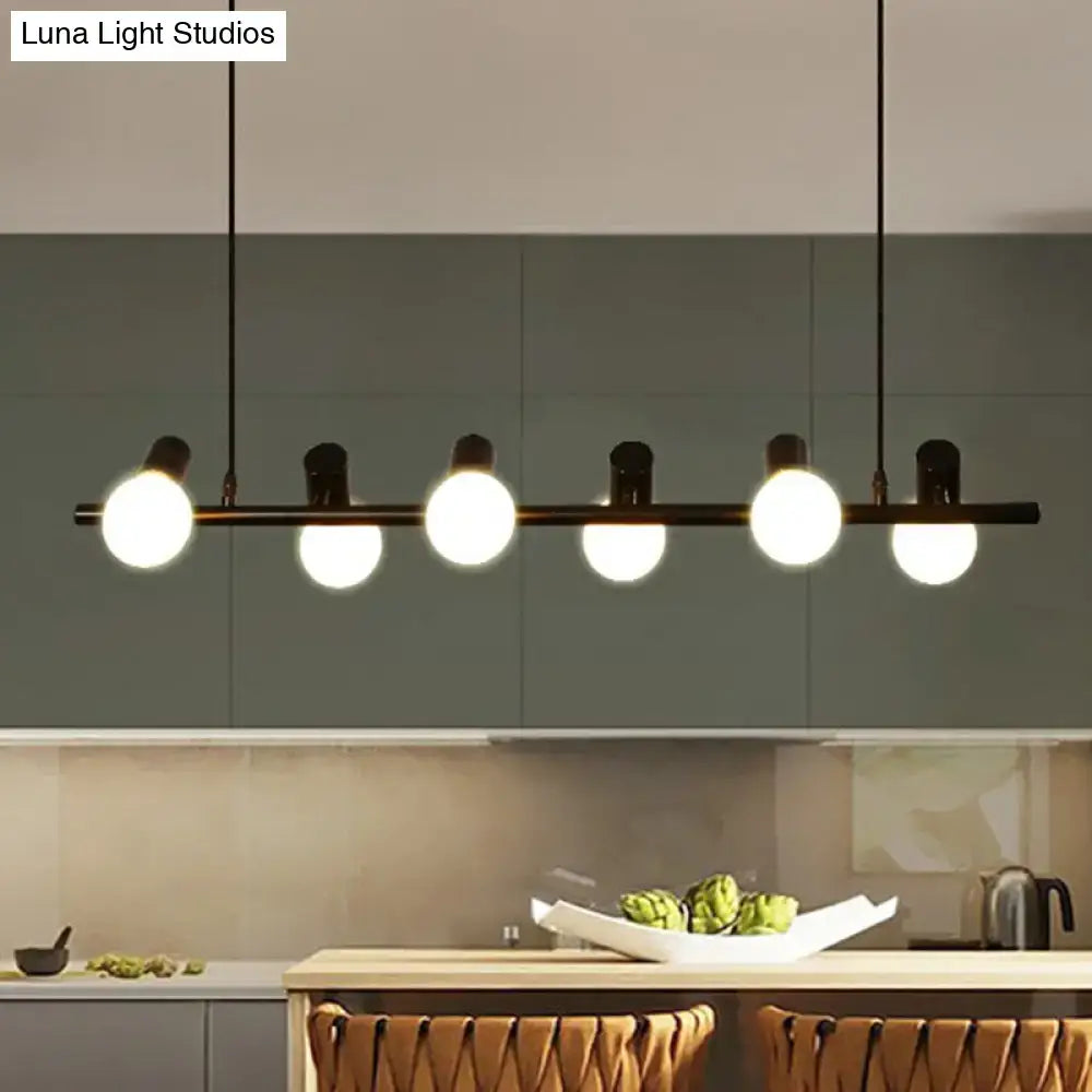 Industrial black metal 5 light naked bulb pendant – dining room ceiling light