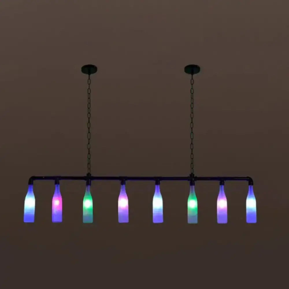 Industrial iron pipe multi-color bottle pendant light dining room