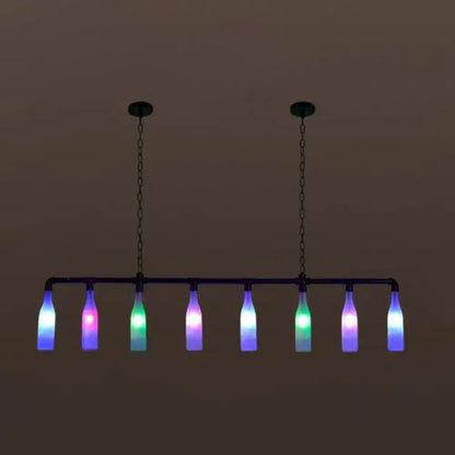 Industrial iron pipe multi-color bottle pendant light dining room