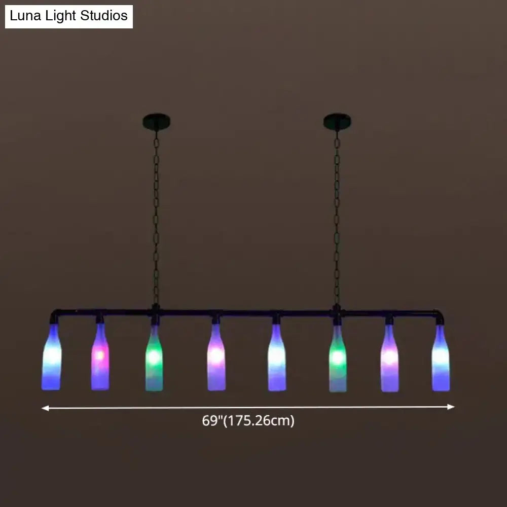 Industrial iron pipe multi-color bottle pendant light dining room