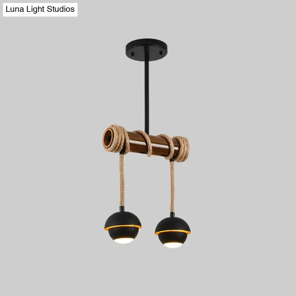 Rustic industrial linear island chandelier – kitchen bamboo pendant